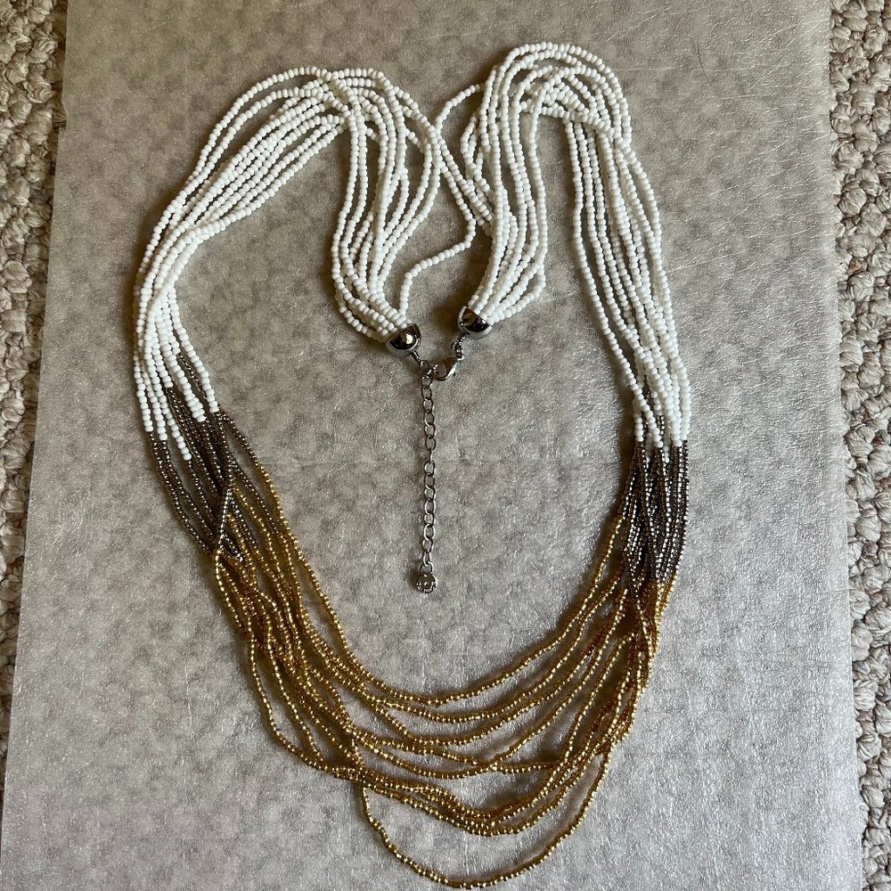 TALBOTS - Long Tri-Color Multi-Strand Beaded Necklace - Excellent Condition - Picture 4 of 8